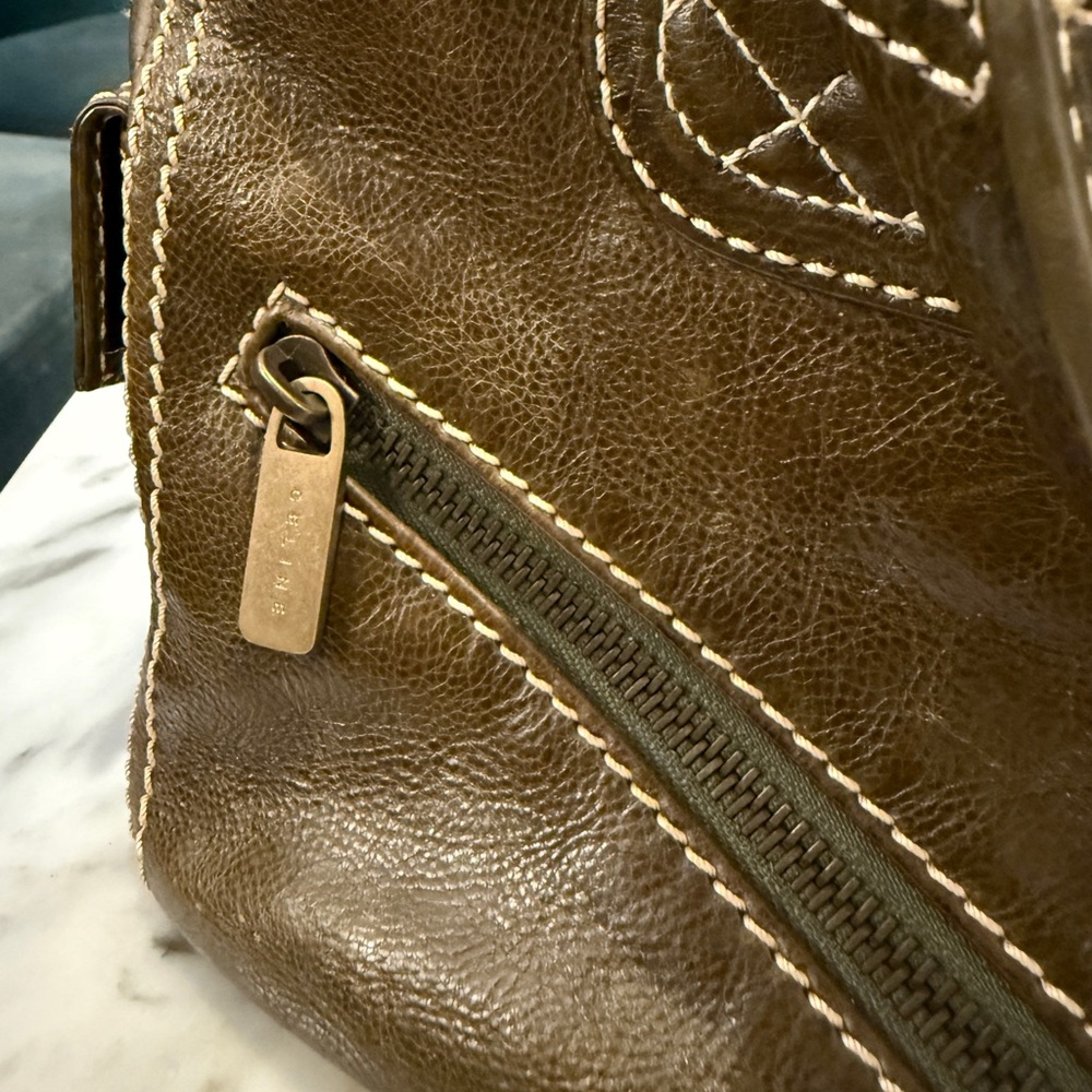 CÉLINE Boogie Bag — olive/khaki leather, gold hardware, Made in Italy. - Picture 9 of 9